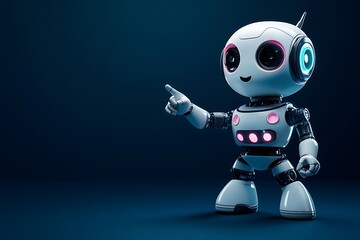 Blue screen robot android with red heart, futuristic and cute character, 3D render illustration of a toy machine