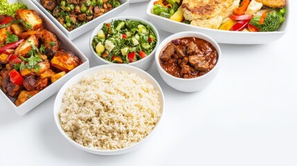 An exquisite selection of traditional african cuisine presented in bowls showcasing an array of colorful dishes