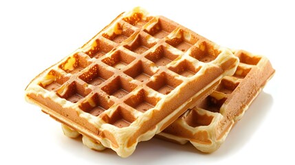 Freshly baked belgium waffles isolated on white