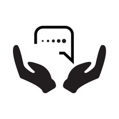 two hands and sms icon