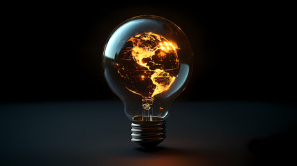 Glowing Earth Inside a Transparent Bulb