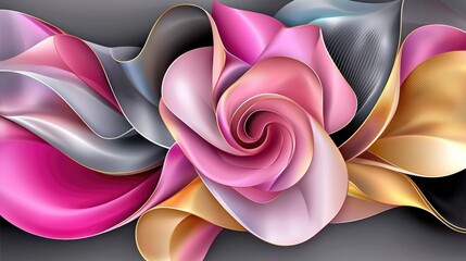 Colorful Abstract Art with Curved Lines and Floral Design Aesthetic in Elegant Background