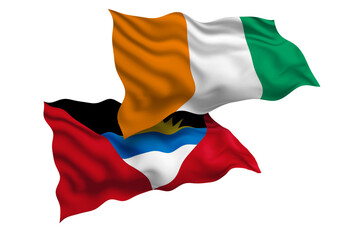 Obraz premium Cote d'Ivoire and Antigua and Barbuda Friendship Flags Diplomatic Relations of Two countries, Sports competition