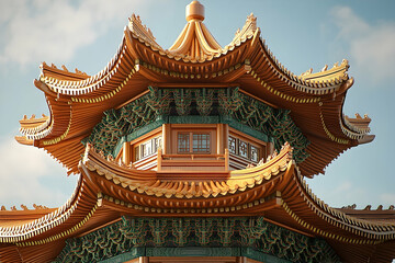 Ornate Chinese Pagoda Roof Detail
