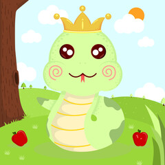 Cute little snake with beautiful background image