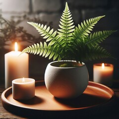 White Ceramic Pot Fern A white ceramic pot holding a single fern