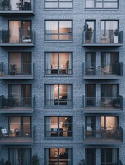 City Apartment Building Evening Lights.