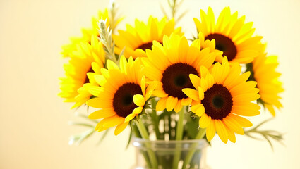 Obraz premium Title: A Vibrant and Cheerful Still Life of a Bouquet of Sunflowers