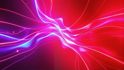 Generative A.I. creates a futuristic abstract design with smooth flowing pink, white, and blue neon lines, evoking energy, motion, and digital aesthetics in a vibrant modern composition