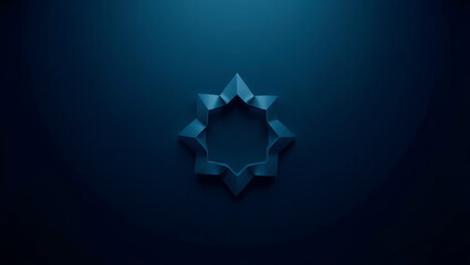 Obraz premium Abstract Geometric Star Logo Design: 3D Modern Minimalistic Blue Shape with Dark Background and Elegant Illumination