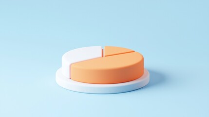 Minimalist Pie Chart with Orange and White Segments on Blue Background