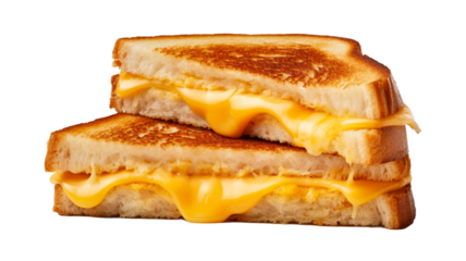 Grilled cheese sandwich for breakfast on white or transparent background png.

