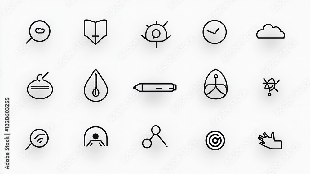 Poster a set of icons representing different aspects of and focus such as tools processes and mental states