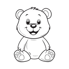 Cute teddy bear line art vector illustration style design
