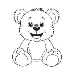 Cute teddy bear line art vector illustration style design
