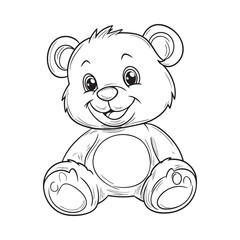 Cute teddy bear line art vector illustration style design
