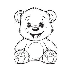 Cute teddy bear line art vector illustration style design