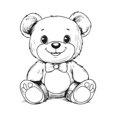 Cute teddy bear line art vector illustration style design