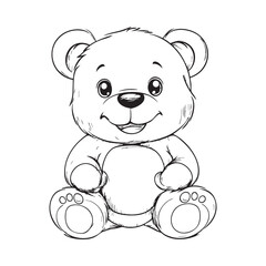 Cute teddy bear line art vector illustration style design
