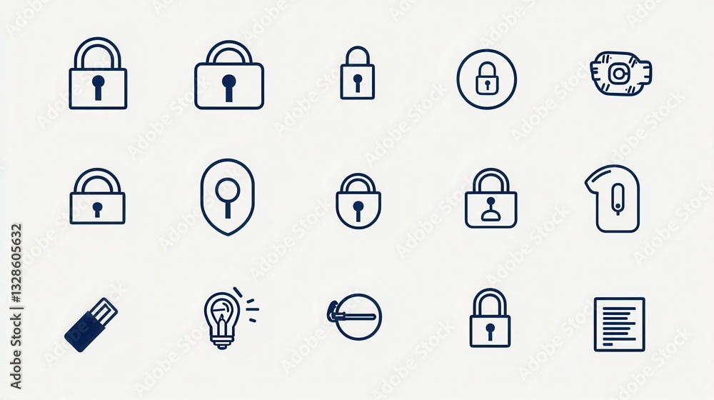 Poster a comprehensive set of professional padlock icons featuring high detailed line for use in digital in