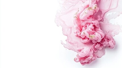 Elegant Pink Swirl and Flowing Texture in Soft Fluid Movement on White Background