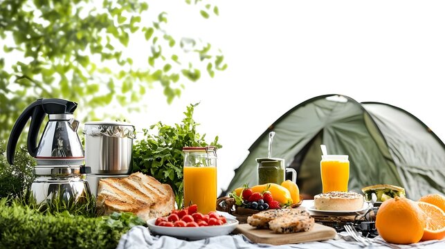 camping kattle on white background