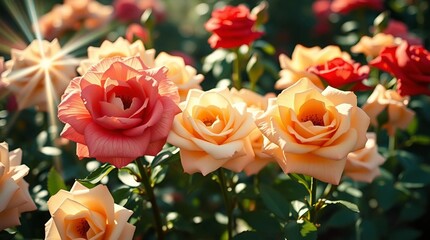 Romantic Wide-Angle View of a European Villa Surrounded by a Lush Floral Paradise