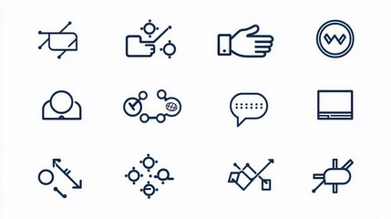 Fototapeta premium A set of 15 minimalist outline icons representing different aspects of interpersonal communication