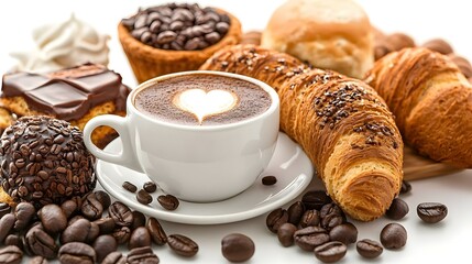 Cup of coffee on white background