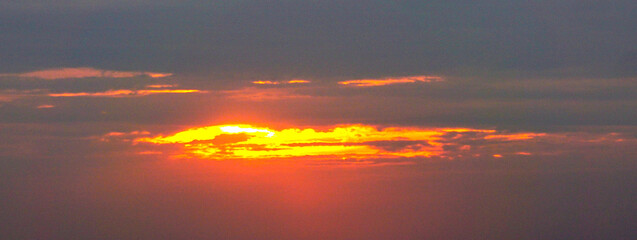 Sunset light shines through the clouds, Nature background