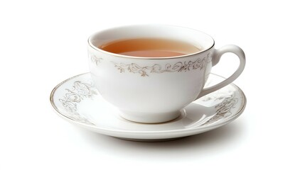 Obraz premium English teacup with saucer isolated on white