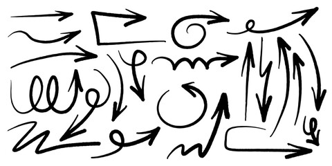 Set of Hand drawn vector arrows doodle on white background. design element vector illustration.