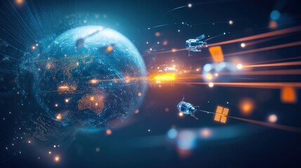 Space exploration action earth orbit digital art futuristic environment dynamic viewpoint interstellar concept for seo impact