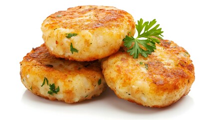Fototapeta premium Patties with potatoes isolated on white