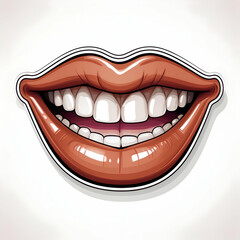 Naklejka premium A Radiant Smile, Full Of Joy And Confidence, With Glossy Lips And Bright White Teeth