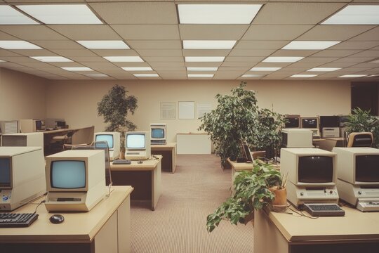 Empty 1980s Computer Room