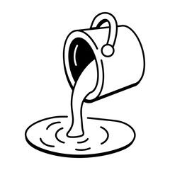 A doodle style icon of pouring resin bucket 

