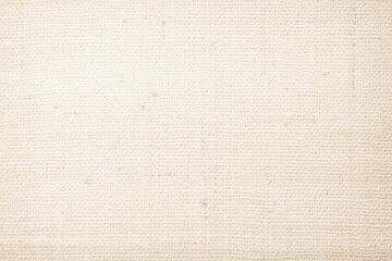 Brown sackcloth woven texture background in natural pattern. Jute hessian burlap, linen background in light beige cream color blank. Weaving canvas fiber line cotton cloth textured as organic.