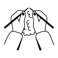 A hand drawn style icon of knitting with wool 
