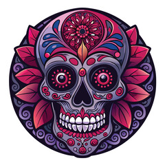 Day of the dead skull vector illustration on white background