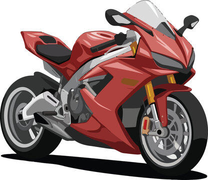 red sport motorcycle on white background clip art preview