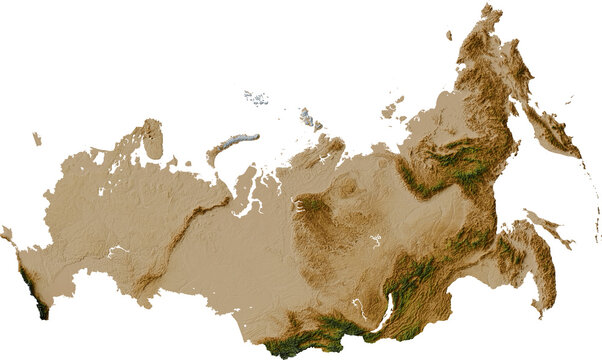 Colored terrain map of Russia