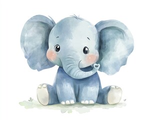 cute baby elephant isolated on white background