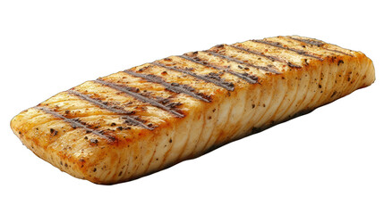 Grilled salmon fillet on a white background