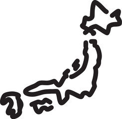 使いやすい黒ピクトグラム　線画　日本地図