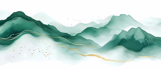 Obraz premium The artistic conception beauty of ink-and-wash mountains and rivers