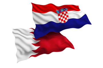 Naklejka premium Croatia and Bahrain Friendship Flags Diplomatic Relations of Two countries, Sports competition