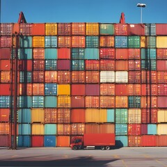Cargo containers stacked at a major global shipping terminal