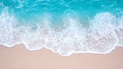 Obraz premium Waves Crashing on Shore Tropical Beach Background for Summer Advertising