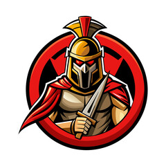 Obraz premium Spartan warrior emblem mascot vector logo illustration